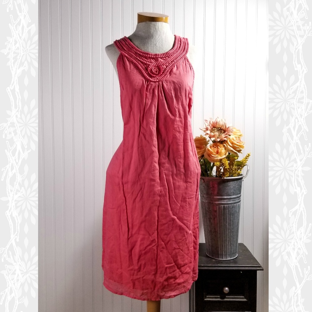 | gap | dark melon pleated detail shift dress